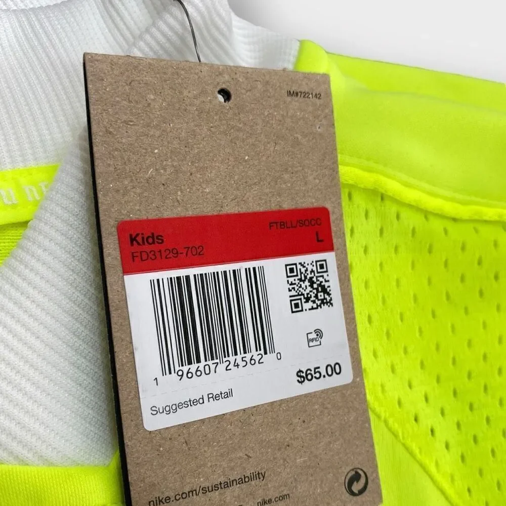 Nike Dri-Fit Big Kids Neon Yellow Jersey Tunic FD3129-702 size Large New